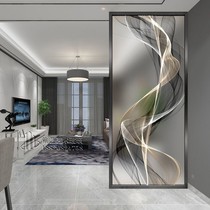 Modern minimalist art glass screen frosted double-sided light luxury aluminum alloy frame living room partition custom deer