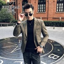 Rich bird light luxury business suede casual suit mens coat Korean trend slim suit youth jacket