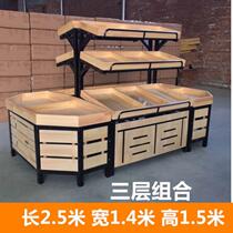 Shelf shelf multi-storey supermarket floor cabinet new solid wood cabinet reinforced display warehouse single-sided Storage