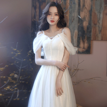 Birthday evening dress skirt female summer super fairy senior banquet fairy student high-end temperament dress long suspenders
