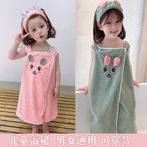 Childrens bath towels wearable with soft water-not-free hair Men and women children Domestic summer harness speed dry thickened bath robe