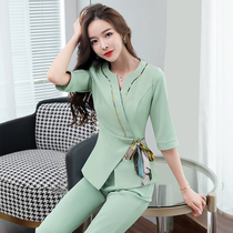Beauty salon overalls womens high-end health Hall autumn and winter uniform set SPA foot bath foot therapy technician overalls