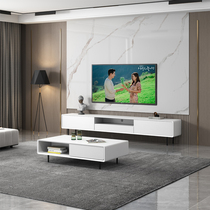 Modern simple living room small apartment rock board platform cabinet light luxury Nordic coffee table TV cabinet combination White TV cabinet