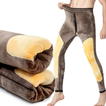 Mens warm pants winter new gush thickened large code cotton pants High waist kneecap sweater sweater with bottom suede pants