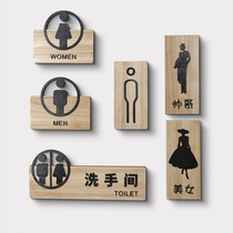 Chinese solid wood toilet door number toilet sign creative mens and womens toilet custom wooden logo listing