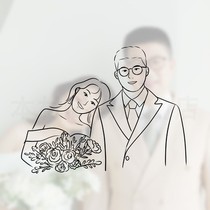 Hand-painted wedding logo design personality silhouette line stick figure wedding photo tattoo name avatar customization