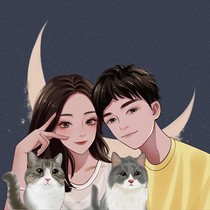 Hand-painted Q version of realistic avatar painting real-life photo turn hand-painted handmade custom couple cartoon character portrait appointment