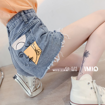 High waist thin hole denim shorts womens summer 2021 new fashion thin section design sense loose wide leg hot pants