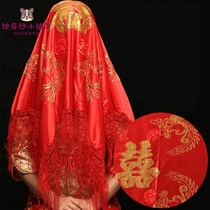 Hijab bride summer veil wedding dress red wedding red hijab red wedding 2021 yarn lace Chinese style