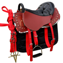 New handrail pure leather saddle complete set of saddle full set of full cowhide saddle horse riding saddle