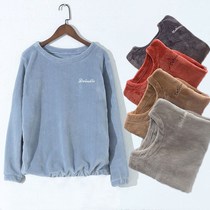 Pajama jacket winter women coral fleece warm clothing autumn and winter can wear long sleeve plus velvet padded home clothing suit