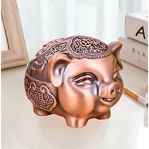 Creative ashtray Zodiac pig metal alloy windproof fall-resistant soot home office trend ashtray