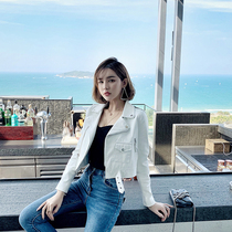 Sheep leather clothing women 2021 autumn and winter New Hong Kong version slim slim short leather coat lapel collar motorcycle leather jacket