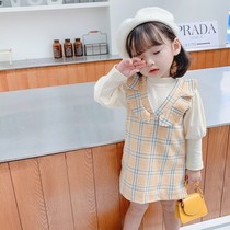 Girls fashionable two-piece skirt childrens small fragrant style skirt female baby spring and autumn suit Korean dress childrens clothing