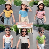 Girls short sleeve T-shirt summer 2021 new foreign style hundred Tower men and women Baby cartoon print round neck top