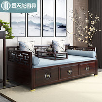 New Chinese Luo Han bed full solid wood Zen gold silk sandalwood sofa bed multi-function push and pull Rohan couch customization