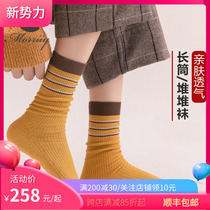  Piles of socks Womens spring and autumn pure cotton thin socks Japanese ins tide socks Korean version of all-match breathable socks mid-tube stockings