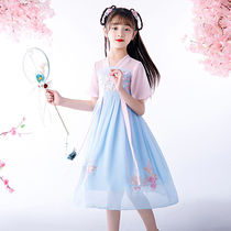 Girls Chiffon Hanfu dress 2021 spring and summer new style Tang dress super fairy skirt little girl fairy skirt