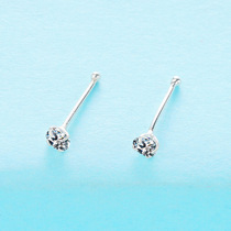 Pure silver nose nail puncture European and American Super flash drill small diamond belt drill personality simple small ear bone nail ear cartilage nose decoration