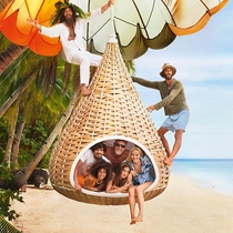 Outdoor hammock rattan sofa homestay Net Red swing Villa Hotel outdoor courtyard birds nest hanging chair garden bed