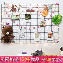 Princess room hanging iron mesh photo wall girl heart pink dormitory dress photo wall hemp rope photo holder