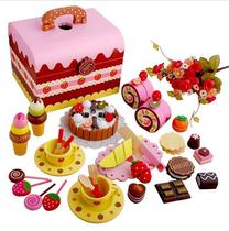 Strawberry toy sweet princess afternoon tea group chocolate kitchen wooden girl cake house children