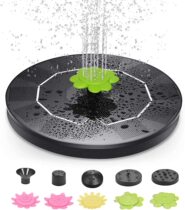 Solar fountain lantern fountain with led lotus leaf flower landscape fish pond ornaments floating oxygen pump color