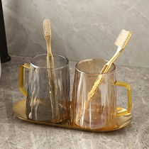 Light luxury glass mouthwash Cup ins style simple set couple couple pair of brush Cup home wash cup creative Cup