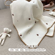 Newborn baby cover blanket Four Seasons baby out blanket small quilt hug blanket children knitting embroidery multi-function quilt