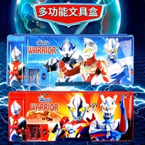 Stationery pencil box with rotary pen knife Primary school Ultraman boy multi-purpose children kindergarten with sharpening pen roll pen