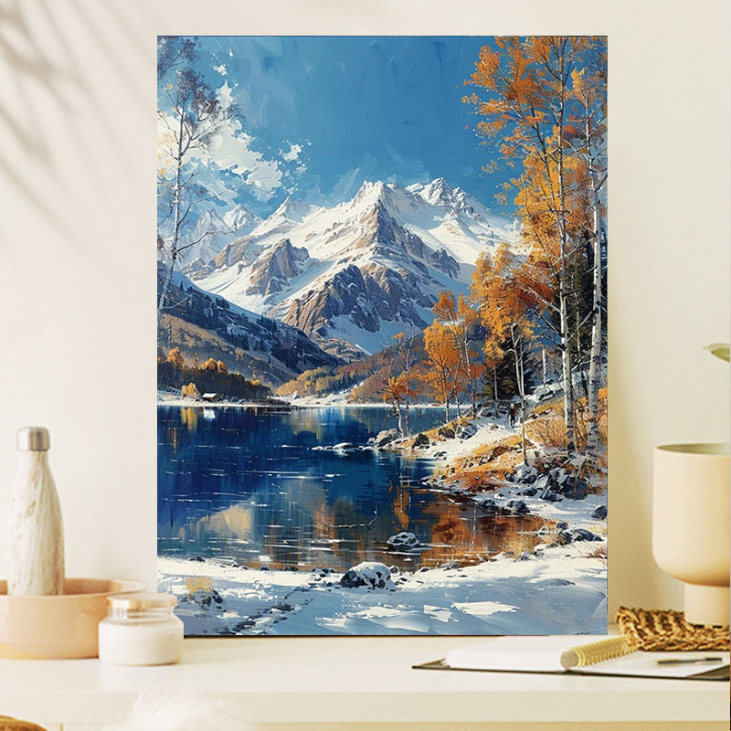 雪景色 油彩画 雪景数字油画-雪景数字油画促销价格、雪景数字油画品牌- 淘宝