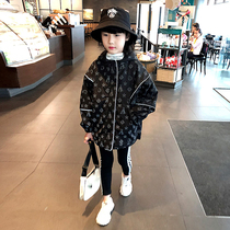 Korean girls coat spring and autumn clothing 2021 new childrens clothing foreign style cotton clothes in the big childrens cotton padded clothing tide