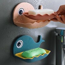 Cartoon double-layer box soap holder-free wall hanging soap box cute home bathroom drain Soap Creative