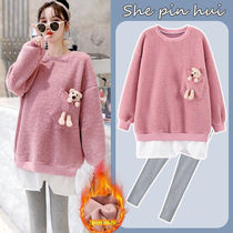 Pregnant women Autumn Winter set 2021 Autumn New Net Red fashion long sleeve loose sweater top two-piece sweater tide
