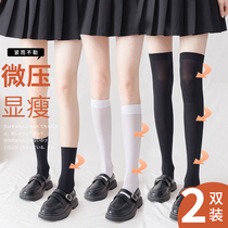 jk socks womens mid-tube socks tide summer Japanese knee thin legs high tube calf uniform socks short black stockings