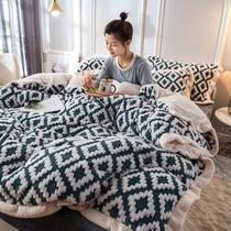 Winter lamb bed four-piece double-sided velvet cotton quilt cover coral velvet baby velvet bed sheet three-piece set