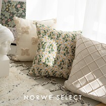 Pillow ins wind embroidery Light luxury pillow Sofa bed head cushion Waist pillow Bay window Cute European pastoral flower pillowcase