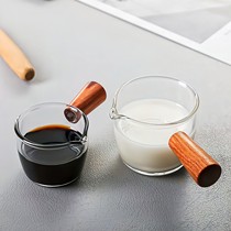 Coffee measuring cup wooden handle small Milk Cup glass cup with handle milk jug creative sauce dish dipping concentrate