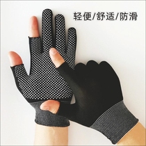 Dispensing anti-slip gloves line gloves yellow brushed brick shutting short comfortable thickened wear drain finger waterproof