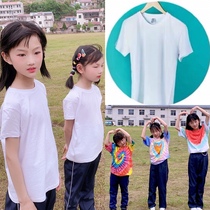 Zdyeing Pure Cotton Blank T-shirt Pure White Short Sleeve White Short Sleeve Kindergarten School Student Diy Handmade Class
