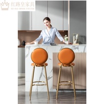 High-end Nordic light extravaganza Bench Chair Home Modern Minima Fashion Bar Chair Backrest Stainless high footstool