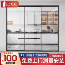 Chengdu Pushing Ramens Extremely Narrow Kitchen Door Balcony Door Triple Action Long Iridescent Glass Door Toilet Door Aluminum Alloy Partition