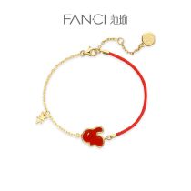 Fanci Fanci Silver with money rabbit bracelet female red-handed rabbit piece red rope girl gift to girlfriend