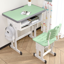 Desk and chair primary and secondary school students tutoring training class writing table and chair set can lift Home Childrens desk study table