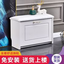 Changing shoes Stool Shoes Cabinet Home Doorway Xuan Guan Seat Stool Integrated Free Installation Small Size Narrow Wearing Shoes Den Soft Bag Entrance To The Bench