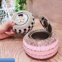 W glass gem stainless steel belt covered with diamond ashtray creative home living room windproof and fly ash personality tide smoke