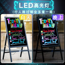 Billboard pendulum stall with fluorescent plate led shiny glittering light colored small chalkboard charging with light display card shop