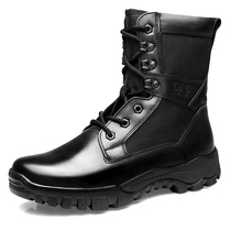 Combat boots male outdoor high-help tactical boots head layer cowhide non-slip wear-resistant desert boots combat training boots round head boots
