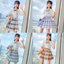 jk uniform skirt girls summer genuine summer primary school students a full set of original Japanese anti-light jk uniform children g