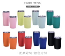 Double-layer stainless steel creative hand Cup Office Home leisure car Cup with straw insulation portable coffee cup